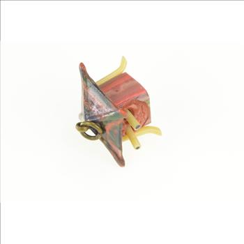 Gold Filled 3D Articulated Bulging Eyes Tribal Hut With Face Charm/Pendant