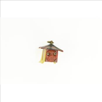 Gold Filled 3D Articulated Bulging Eyes Tribal Hut With Face Charm/Pendant