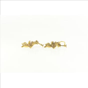 Gold Filled 3D Cherub Guardian Angel Screw Back Dangle Earrings
