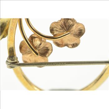 Gold Filled 3D Ornate Rose Oval Swirl Floral Statement Pin/Brooch