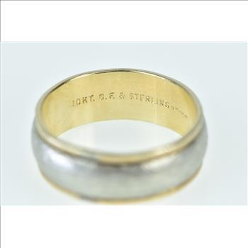 Gold Filled 7.3mm Two Tone Vintage Wedding Band Ring, Size 8.25
