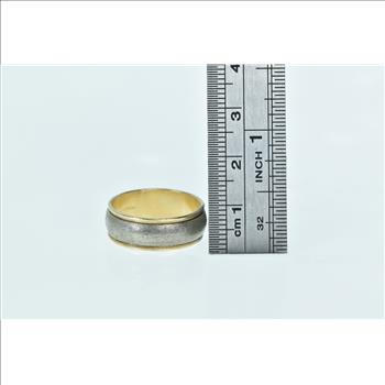 Gold Filled 7.3mm Two Tone Vintage Wedding Band Ring, Size 8.25