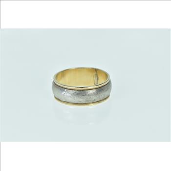 Gold Filled 7.3mm Two Tone Vintage Wedding Band Ring, Size 8.25