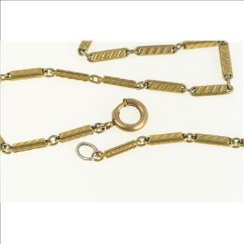 Gold Filled Art Deco Bar Link Pocket Watch Chain Necklace 12.5