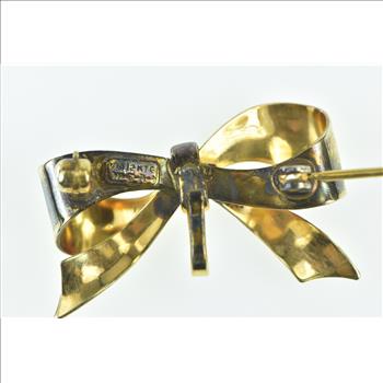 Gold Filled Bow Ribbon 3D Watch Hanger Vintage Pin/Brooch