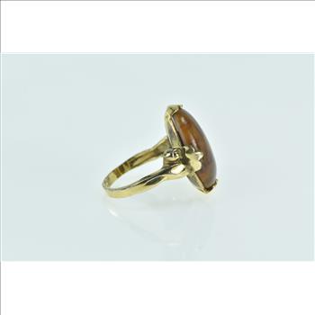 Gold Filled Brown Marbled Cabochon Oval Statement Ring, Size 5.25