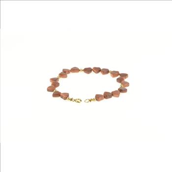 Gold Filled Carved Goldstone Heart Retro Chain Bracelet 7