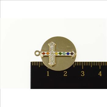 Gold Filled Cross of Color Order of Rainbow Service Charm/Pendant