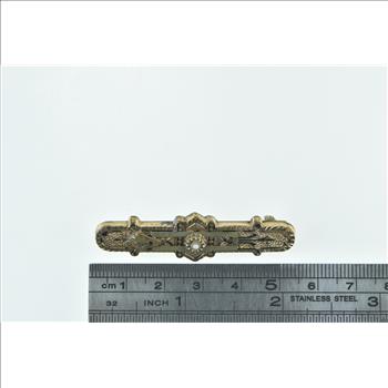 Gold Filled Elaborate Victorian Seed Pearl Enamel Bar Pin/Brooch