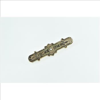 Gold Filled Elaborate Victorian Seed Pearl Enamel Bar Pin/Brooch