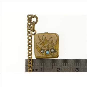 Gold Filled Moon Photo Locket Pocket Watch Fob Steampunk Necklace 15.5