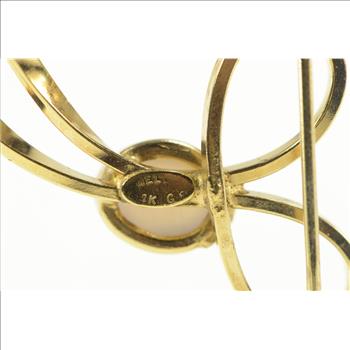 Gold Filled Moonstone Carved Egyptian Scarab Bow Pin/Brooch