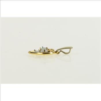 Gold Filled Natural Opal Heart Love Symbol Retro Vintage Pendant