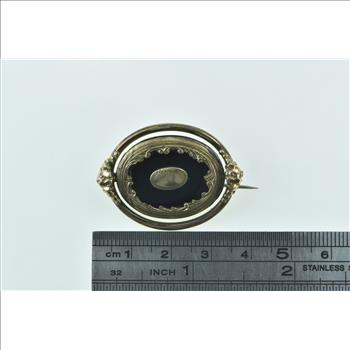 Gold Filled Ornate Hair Clothing Victorian Spinning Mourning Pin/Brooch