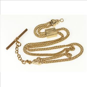 Gold Filled Ornate Victorian Pocket Watch Chain Curb Link Necklace 24