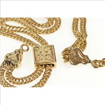 Gold Filled Ornate Victorian Pocket Watch Chain Curb Link Necklace 24