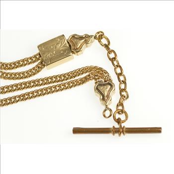 Gold Filled Ornate Victorian Pocket Watch Chain Curb Link Necklace 24