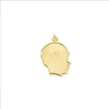 Gold Filled Retro Crosshatch Boy Profile Engravable Face Charm/Pendant