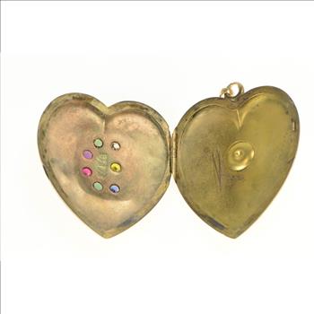 Gold Filled Victorian B Monogram Heart Locket Engraved Pendant