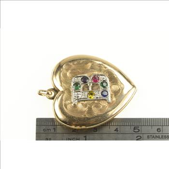 Gold Filled Victorian B Monogram Heart Locket Engraved Pendant