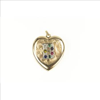 Gold Filled Victorian B Monogram Heart Locket Engraved Pendant