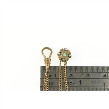 Gold Filled Victorian Opal Steampunk Pocket Watch Chain Necklace 52