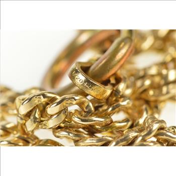 Gold Filled Victorian Ornate Curb Link Pocket Watch Chain Necklace 13.25