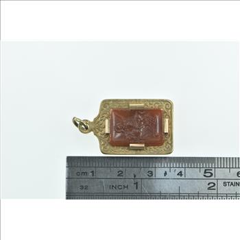 Gold Filled Victorian Reversible Onyx Carnelian Carved Pendant