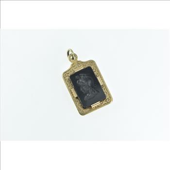 Gold Filled Victorian Reversible Onyx Carnelian Carved Pendant