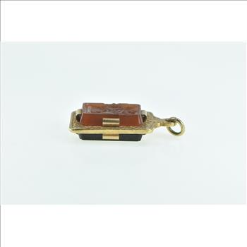 Gold Filled Victorian Reversible Onyx Carnelian Carved Pendant