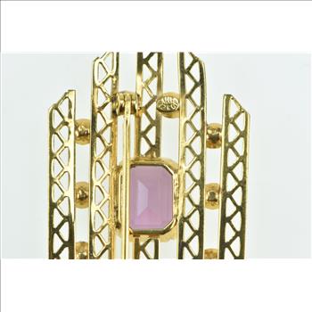 Gold Filled Vintage Amethyst Filigree Bar Statement Pin/Brooch