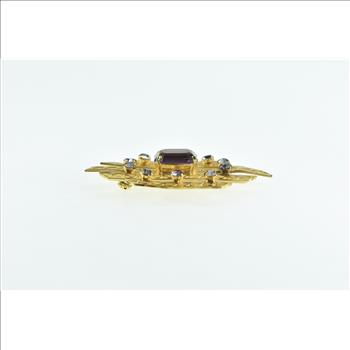 Gold Filled Vintage Amethyst Filigree Bar Statement Pin/Brooch