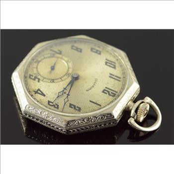 Illinois 1923 44mm Engraved Octagonal Case 17 Jewel 12s Grade 405 Pocket Watch