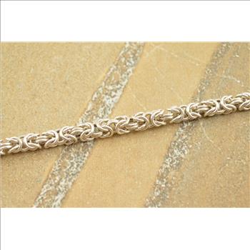 Modern Fancy Byzantine Link Chain Bracelet Sterling Silver 13.8g