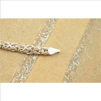 Modern Fancy Byzantine Link Chain Bracelet Sterling Silver 13.8g