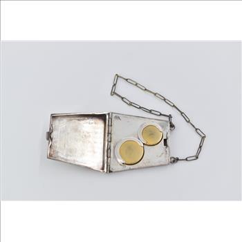 Nickel Silver Antique Art Deco Ornate Coin Purse Chain Wallet