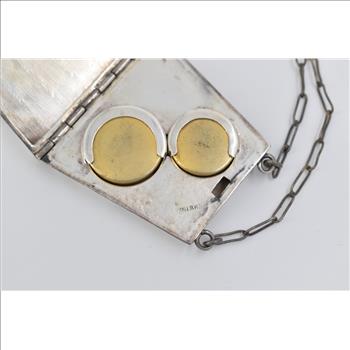 Nickel Silver Antique Art Deco Ornate Coin Purse Chain Wallet