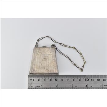Nickel Silver Antique Art Deco Ornate Coin Purse Chain Wallet