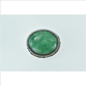 Ornate Victorian Jade Oval Filigree Pin/Brooch