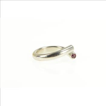 Palladium 0.36 Ctw Natural Ruby Inset Wrap Design Ring, Size 6.25