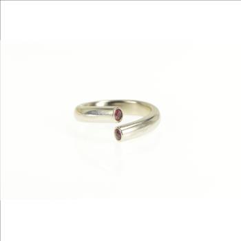 Palladium 0.36 Ctw Natural Ruby Inset Wrap Design Ring, Size 6.25