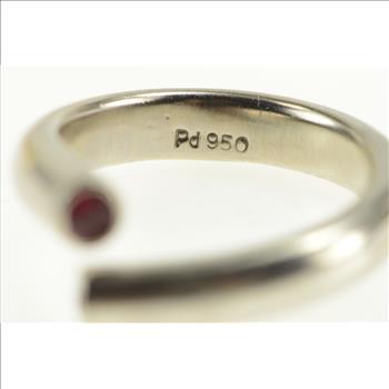 Palladium 0.36 Ctw Natural Ruby Inset Wrap Design Ring, Size 6.25