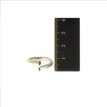 Palladium 0.36 Ctw Natural Ruby Inset Wrap Design Ring, Size 6.25