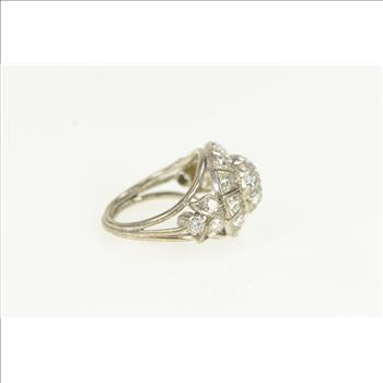 Palladium 1.50 Ctw Diamond Art Deco Domed Ring, Size 4.25