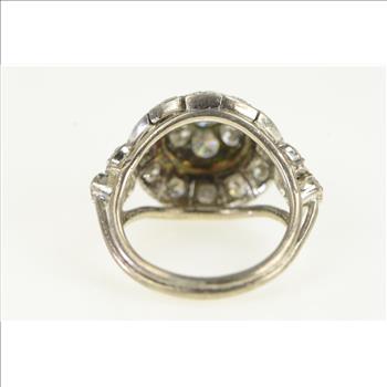 Palladium 1.50 Ctw Diamond Art Deco Domed Ring, Size 4.25