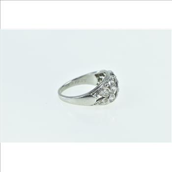 Platinum 0. 52 Ctw Art Deco Diamond Wavy Domed Statement Ring, Size 5.25