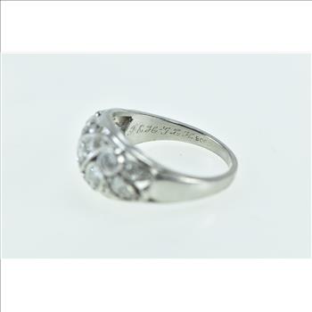 Platinum 0. 52 Ctw Art Deco Diamond Wavy Domed Statement Ring, Size 5.25