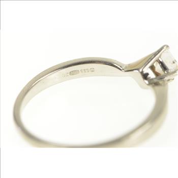 Platinum 0.36 Ct Princess Diamond Solitaire Engagement Ring, Size 6.75