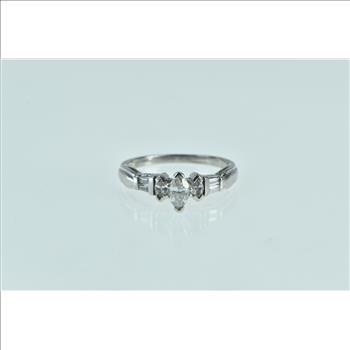 Platinum 0.50 Ctw Marquise Diamond Engagement Ring, Size 6.75