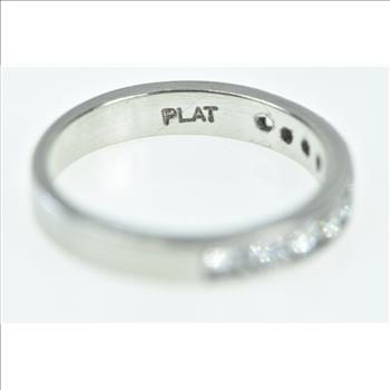 Platinum 0.54 Ctw Diamond Classic Wedding Band Ring, Size 5.5